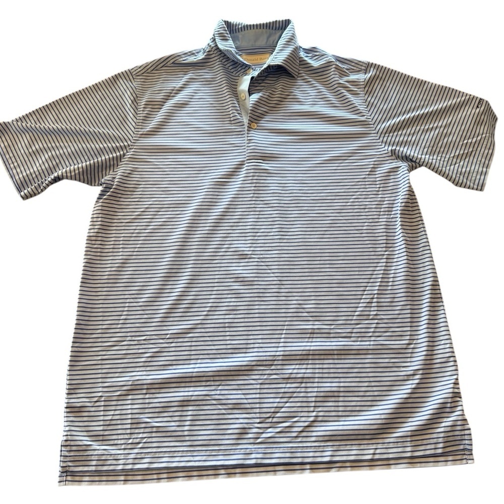 Donald Ross Firestone 9 Blue Striped Polo Golf Shirt M